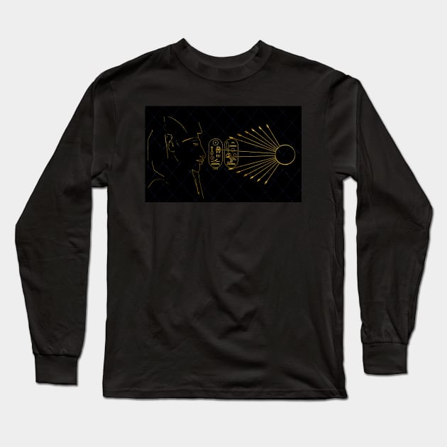 Akhenaten In Gold Mask Long Sleeve T-Shirt by CRWPROD